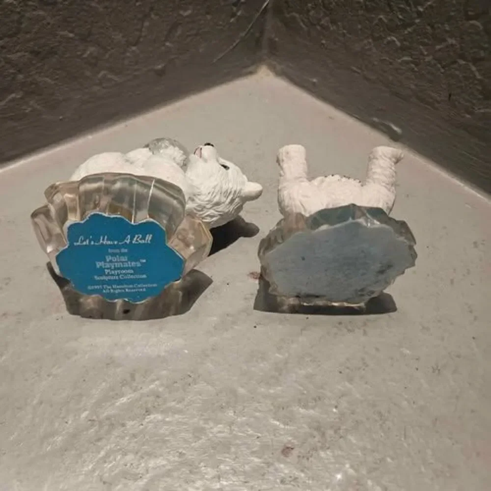 Set of 2 Polar Bear Figurines Polar Playmates Hamilton Collection